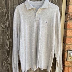 Vineyard Vines Grey Collared Long-sleeve Polo